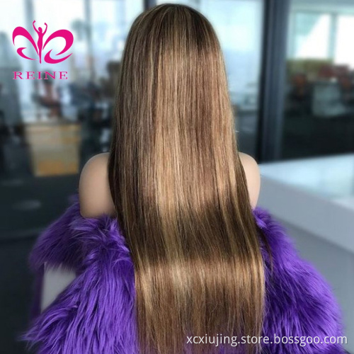 REINE #4/30, 27 Highlight Colored Pre Plucked Lace  Frontal Human Hair Wigs double drawn Vietnam human hair wig For Black Women